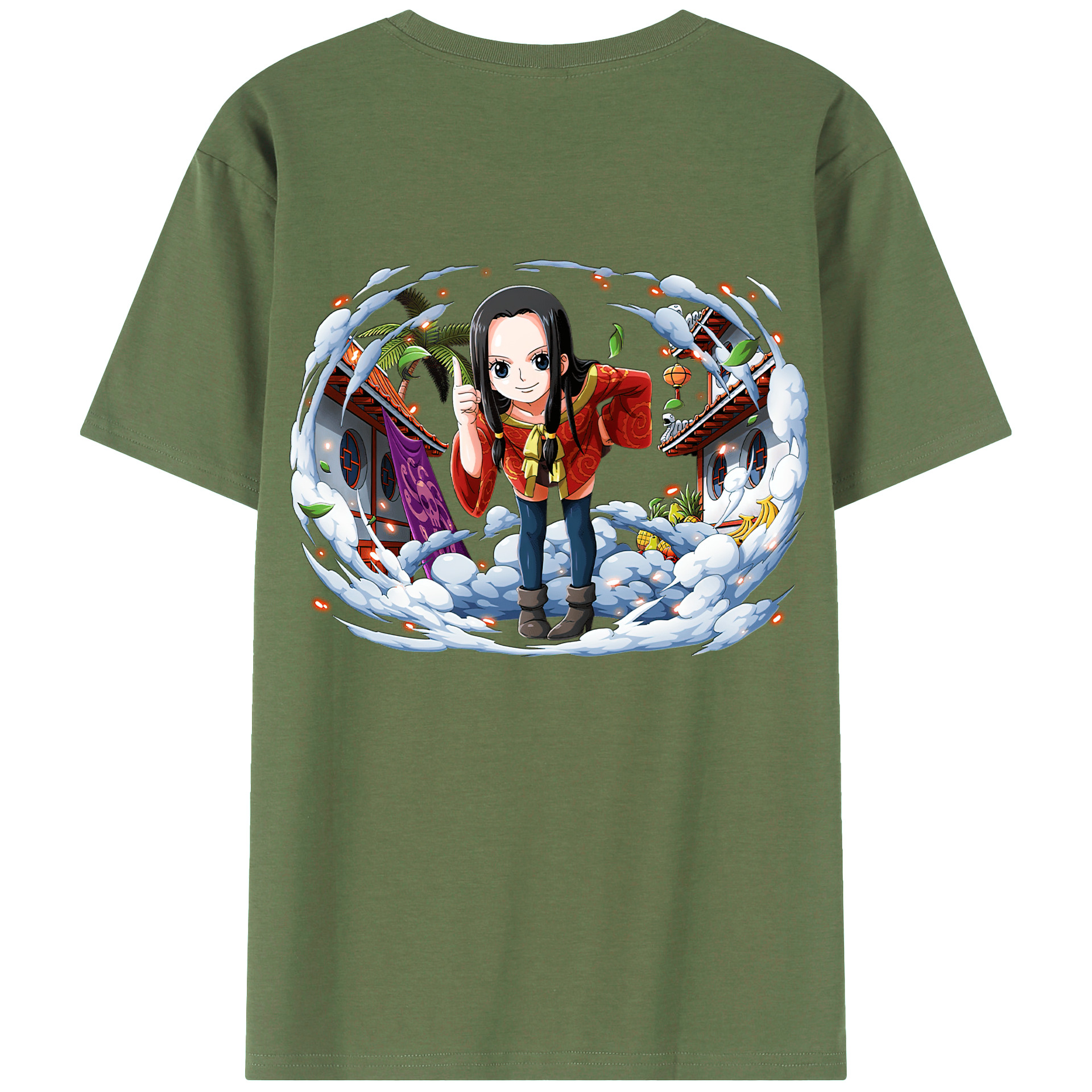 ワンピース ボア・ハンコック ONE PIECE Boa·Hancock 綿100％ メンズ半袖Tシャツ（バックプリント） 通気性
